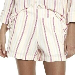 GAP Ivory Striped Linen Blend Casual Shorts Pockets Women's Size Small NWT